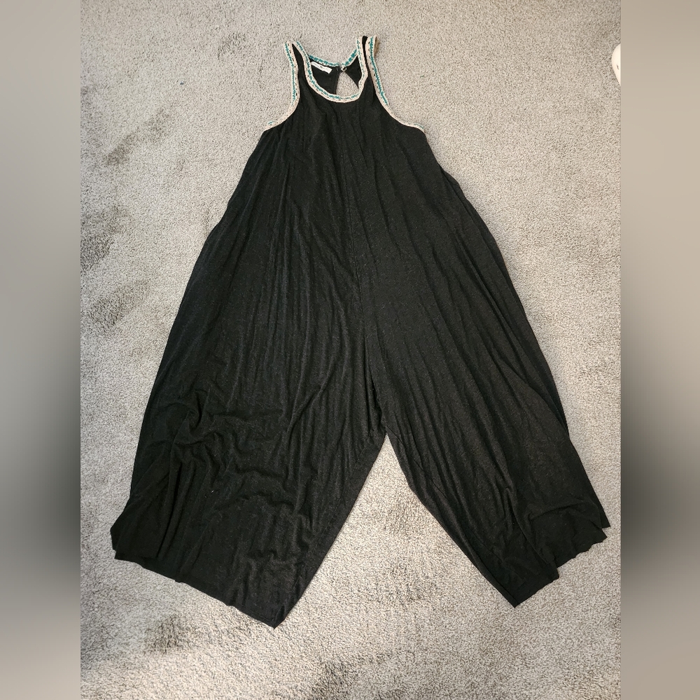 Natural Life Black Sleeveless Jumpsuit One Size